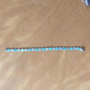 Vintage 925 Navajo gemstone Heart link Bracelet